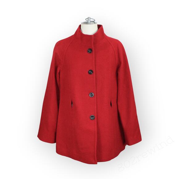 New S/M Pendleton Winter Getaway Coat Jacket MerinoWool MadeInUSA Red ALine - Picture 6 of 16